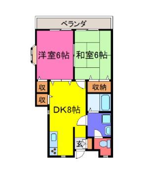 ハイツフラッグ(2LDK/2階)の間取り写真