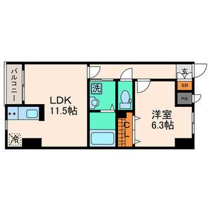 苦竹レジデンス壱番館(1LDK/7階)の間取り写真