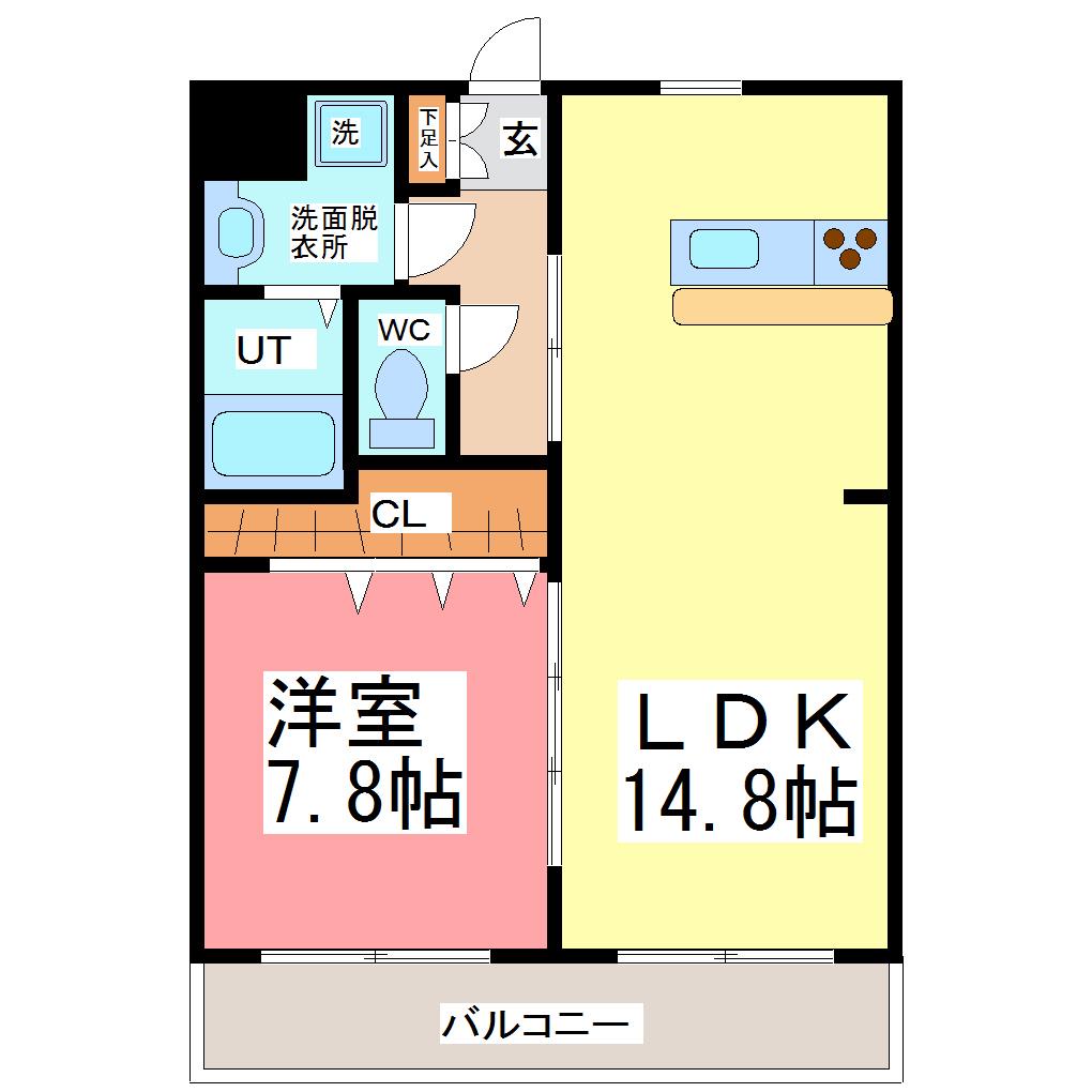 ソシエ フラッツ(1LDK/3階)の間取り写真