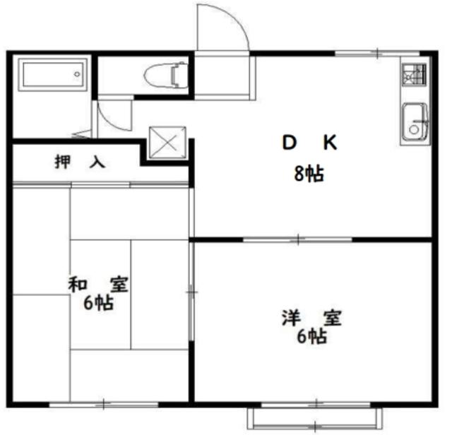 梨の木ハイツ(2DK/2階)の間取り写真