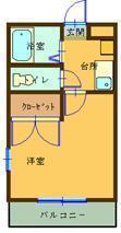 パーシモン(1K/2階)の間取り写真