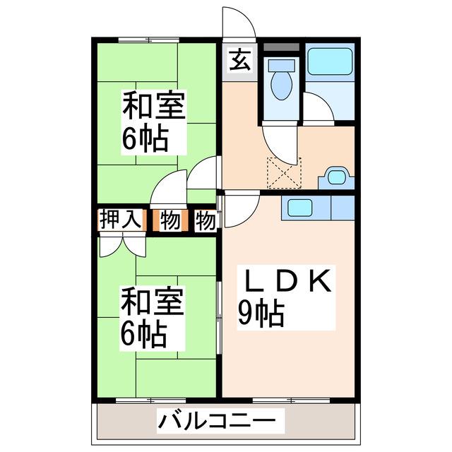 アーバンU(2LDK/2階)の間取り写真