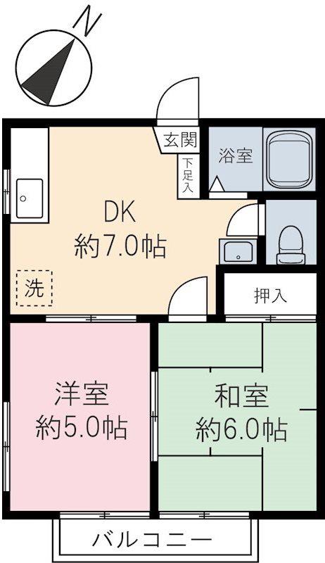 エステート(2DK/2階)の間取り写真