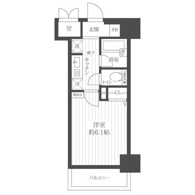 日神パレステージ三軒茶屋第2(1K/3階)の間取り写真