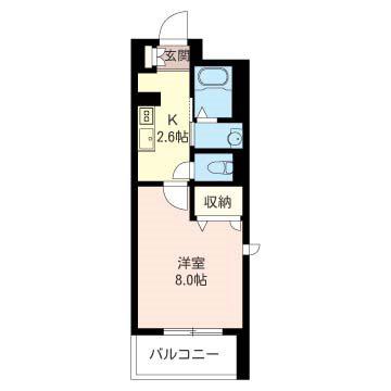 ルミエールヒル(1K/2階)の間取り写真