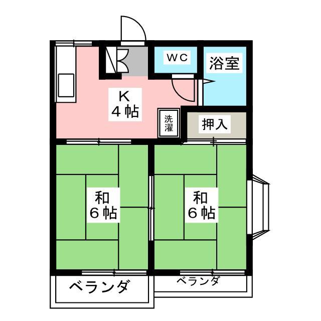 エクシト市ヶ尾A(2K/2階)の間取り写真