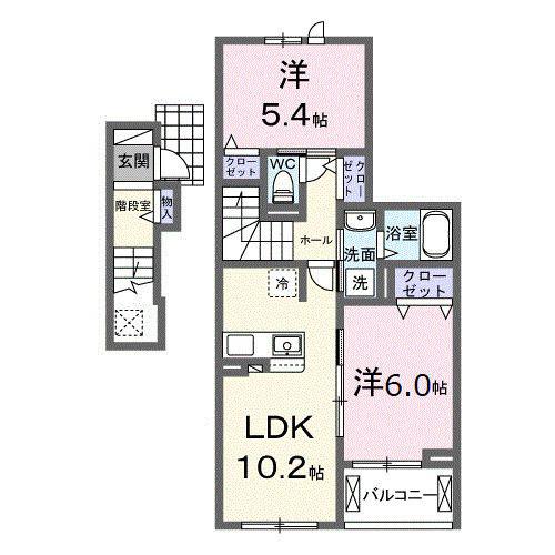LALA EKOLU(2LDK/2階)の間取り写真