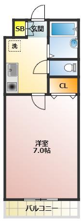アノン平和台(1K/3階)の間取り写真