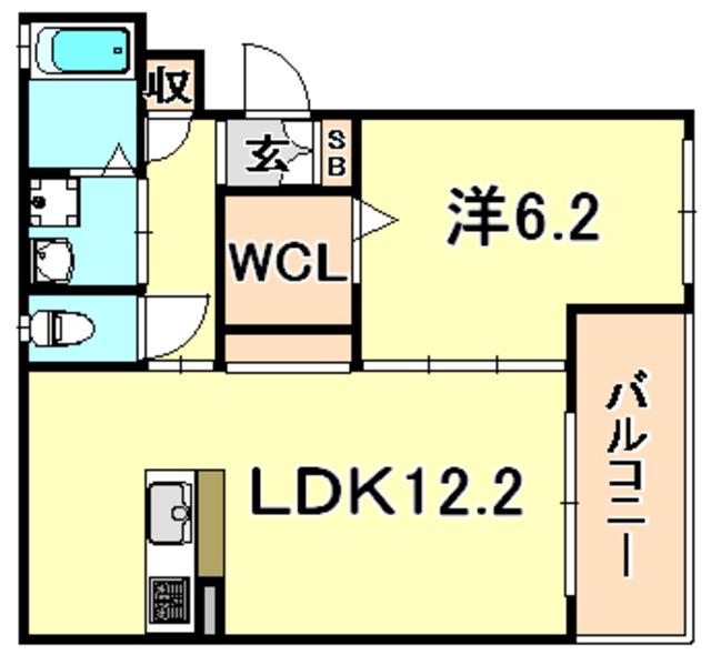 サニーウエル(1LDK/3階)の間取り写真