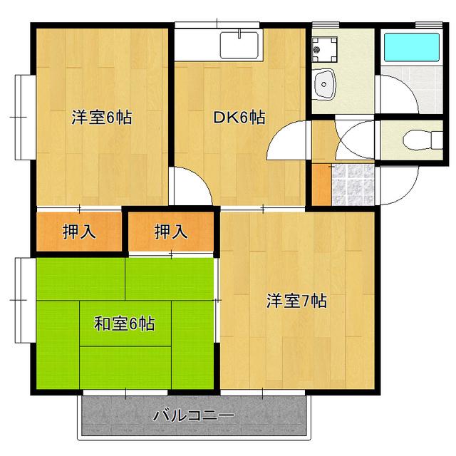 サンライフ秋山(3DK/2階)の間取り写真