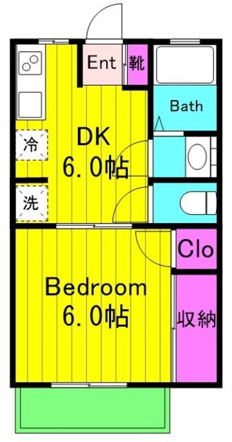 台和プランタン(1DK/1階)の間取り写真