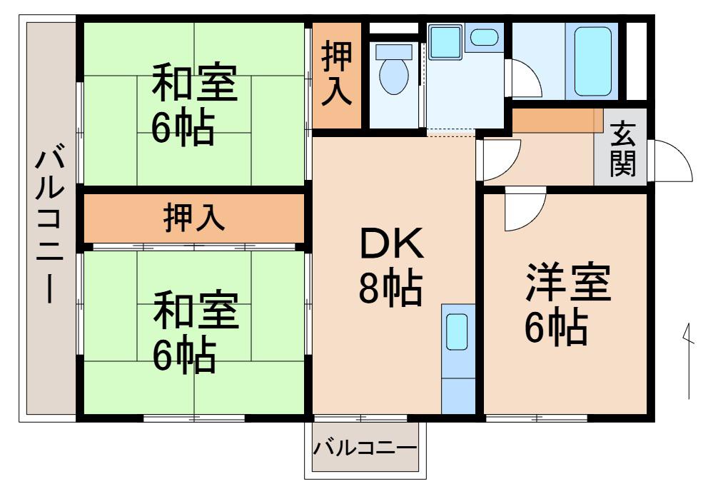 センチュリーハイツ和歌浦(3DK/4階)の間取り写真