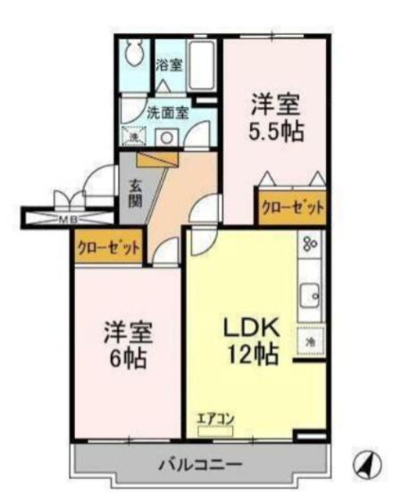 サンルミエール(2LDK/1階)の間取り写真