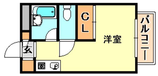 シャルマン前原(1K/1階)の間取り写真