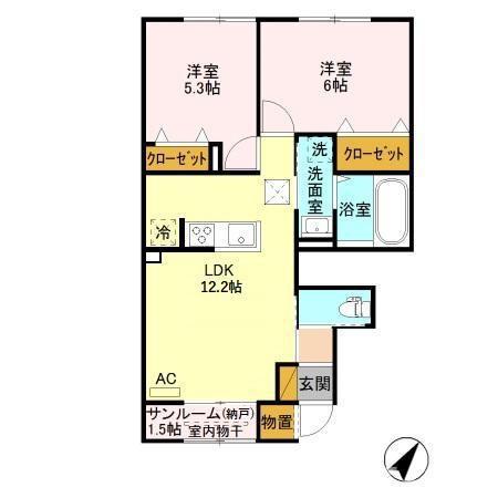 ラ・プラージュ(2LDK/1階)の間取り写真