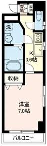 グレース中央(1K/4階)の間取り写真