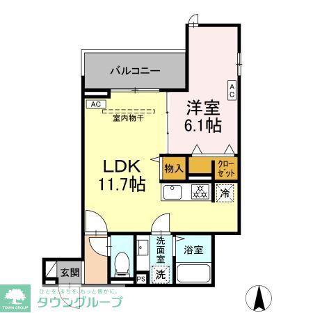 DBLESS鶴見(1LDK/2階)の間取り写真