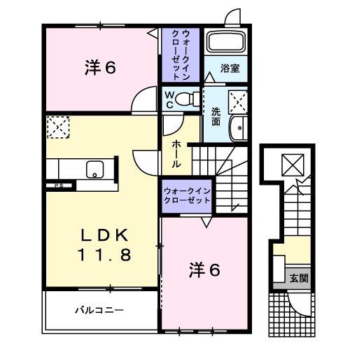 エバーグリーン(2LDK/2階)の間取り写真