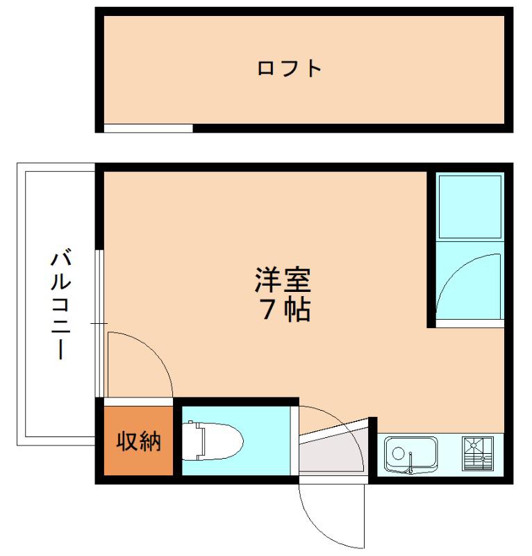ピンズ赤間(ワンルーム/1階)の間取り写真