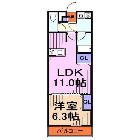 クラージュ(1LDK/2階)の間取り写真
