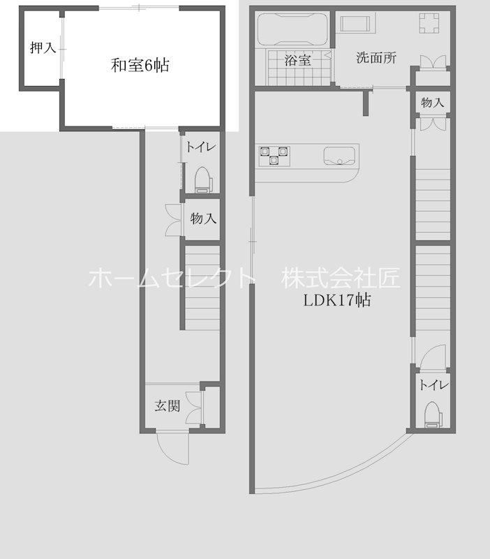 大国町シェアハウス(ワンルーム/1階)の間取り写真