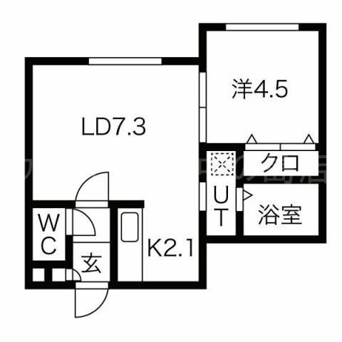 ウルス平岸(1LDK/1階)の間取り写真