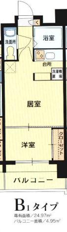 エステートモアシャトー薬院(1LDK/6階)の間取り写真