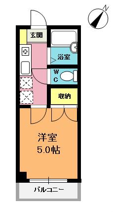 シャモニーII(1K/1階)の間取り写真