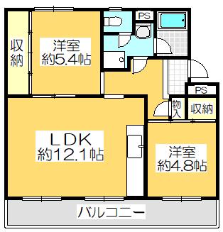 ヴィラナリー屋島 6号棟(2LDK/3階)の間取り写真