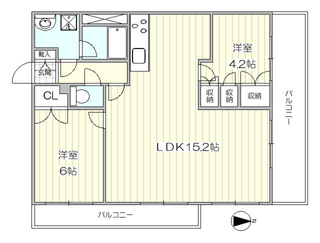 マイキャッスル八王子万町(2LDK/4階)の間取り写真
