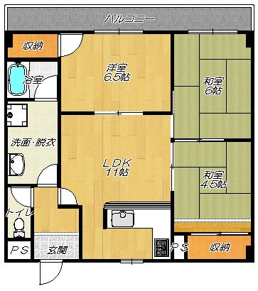 シャトー浅田(3LDK/3階)の間取り写真