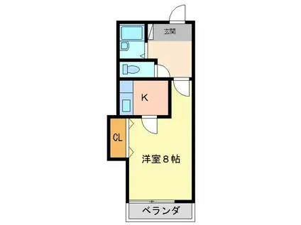 プラバー(1K/2階)の間取り写真