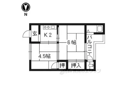 第一日ノ出荘(2K/1階)の間取り写真