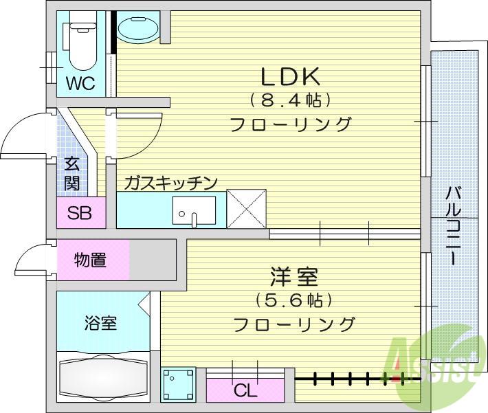 星ヶ丘プラザ(1LDK/4階)の間取り写真
