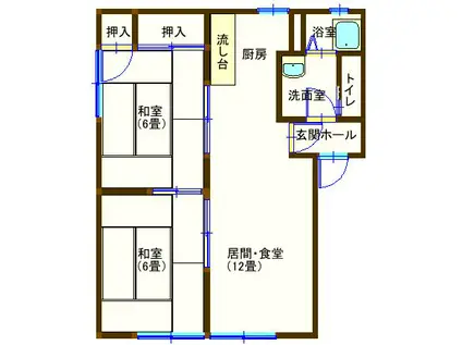 ラフォーレ山下2(2LDK/2階)の間取り写真