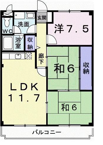 マリッチ今宿(3LDK/3階)の間取り写真