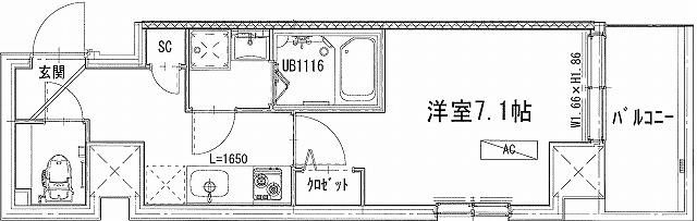 アートヒルズセンター南(1K/4階)の間取り写真