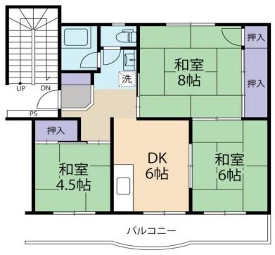 落合農住団地E棟(3DK/5階)の間取り写真