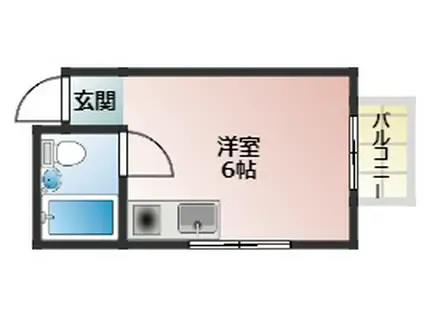 ウィズテリア東阪田(ワンルーム/4階)の間取り写真