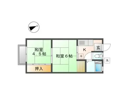 大幸荘(2K/2階)の間取り写真