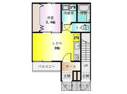 グランツリー南千木(1LDK/1階)の間取り写真