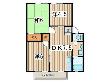コズミックシティ宮沢第一 A(3DK/2階)の間取り写真