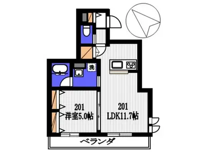 登戸新町メゾン(1LDK/2階)の間取り写真
