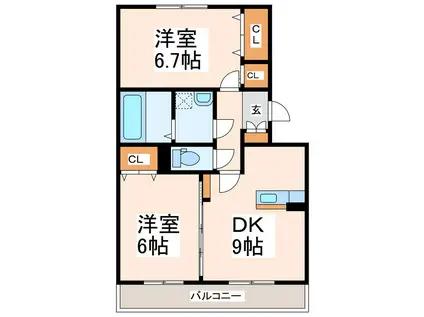 コンフォール(2DK/3階)の間取り写真