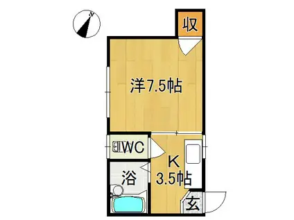 メゾンウィング(1K/1階)の間取り写真