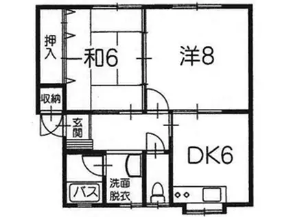 シュレインサイドハイツ(2DK/2階)の間取り写真