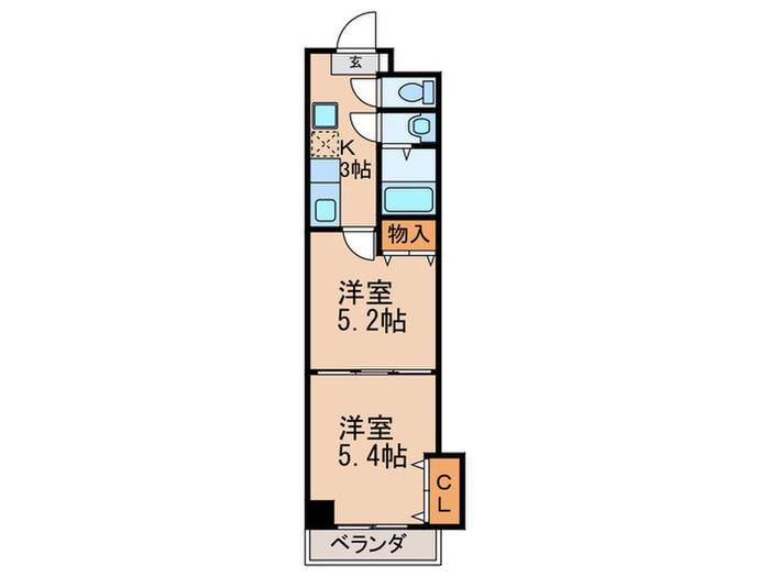 雅SENBOU(2K/3階)の間取り写真