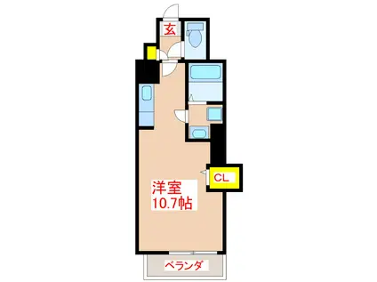 オーパスII(ワンルーム/6階)の間取り写真