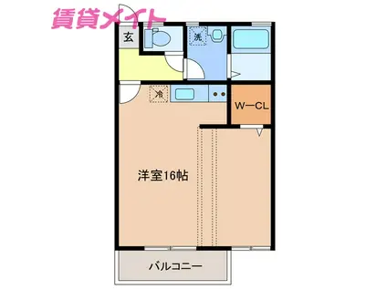 パインヒルズ(ワンルーム/2階)の間取り写真