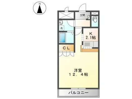 ルーラルII(1K/1階)の間取り写真